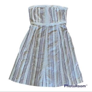 Harve Benard Strapless Striped Linen Dress 12
